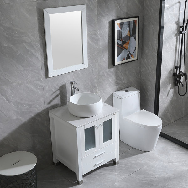 Ebern Designs Malti 24.4'' Single Bathroom Vanity with Stone Top with